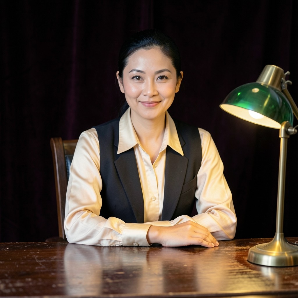 Portrait of Anchalee Srisuk at the studio desk